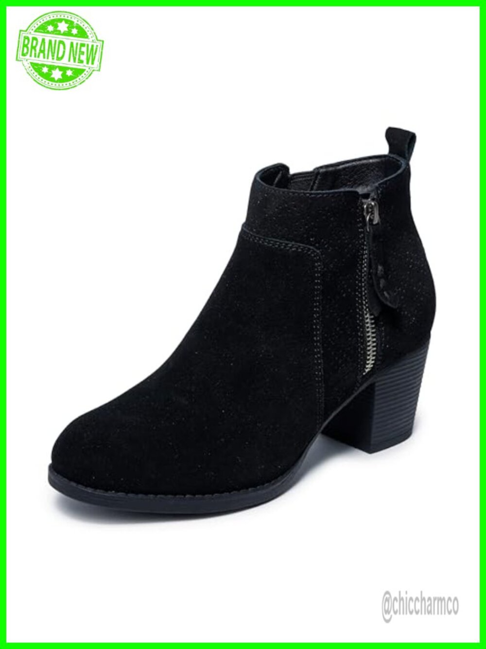 Skechers Taxi Out in Town Suede Ankle Bootie Memory Foam Block Heel